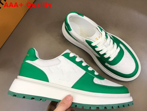 Louis Vuitton Abbesses Sneaker White and Green Monogram Embossed Calf Leather Replica