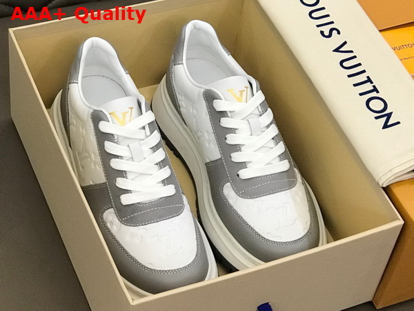 Louis Vuitton Abbesses Sneaker White and Grey Monogram Embossed Calf Leather Replica