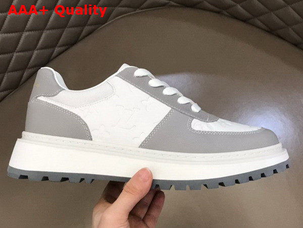 Louis Vuitton Abbesses Sneaker White and Grey Monogram Embossed Calf Leather Replica