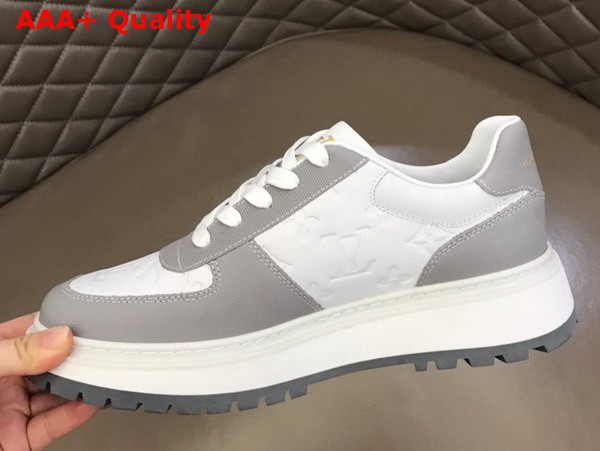 Louis Vuitton Abbesses Sneaker White and Grey Monogram Embossed Calf Leather Replica