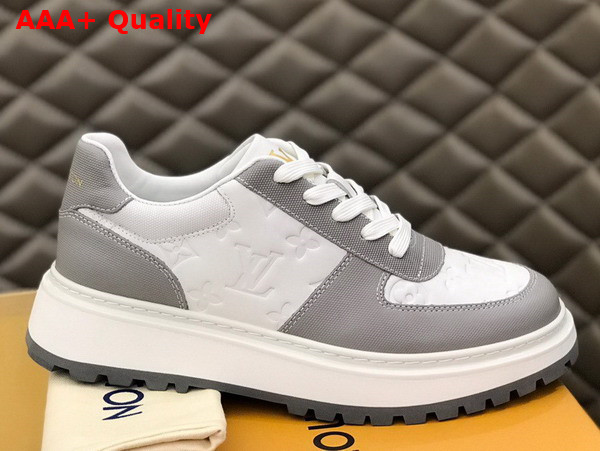 Louis Vuitton Abbesses Sneaker White and Grey Monogram Embossed Calf Leather Replica