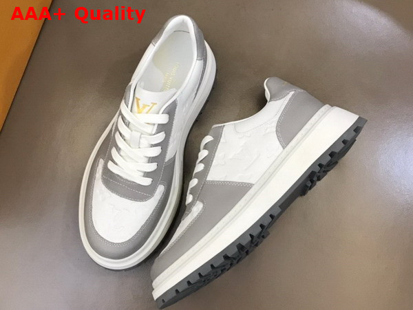 Louis Vuitton Abbesses Sneaker White and Grey Monogram Embossed Calf Leather Replica