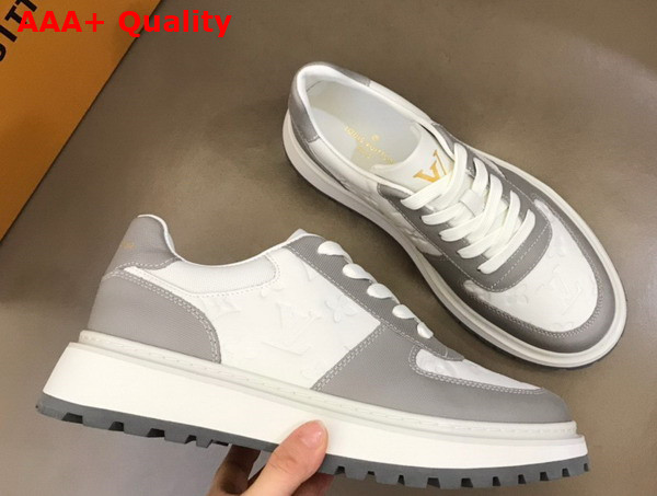 Louis Vuitton Abbesses Sneaker White and Grey Monogram Embossed Calf Leather Replica