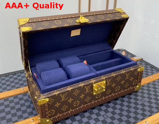 Louis Vuitton Accessories Box Monogram Canvas Blue Microfiber Lining Replica