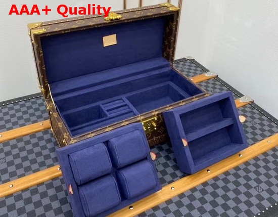 Louis Vuitton Accessories Box Monogram Canvas Blue Microfiber Lining Replica