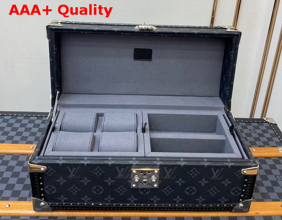 Louis Vuitton Accessories Box Monogram Eclipse Coated Canvas Dark Grey Microfiber Lining M44127 Replica