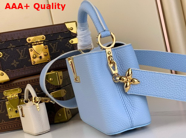 Louis Vuitton Adorable Edition of the Capucines Mini Handbag in Candy Blue Taurillon Leather Replica