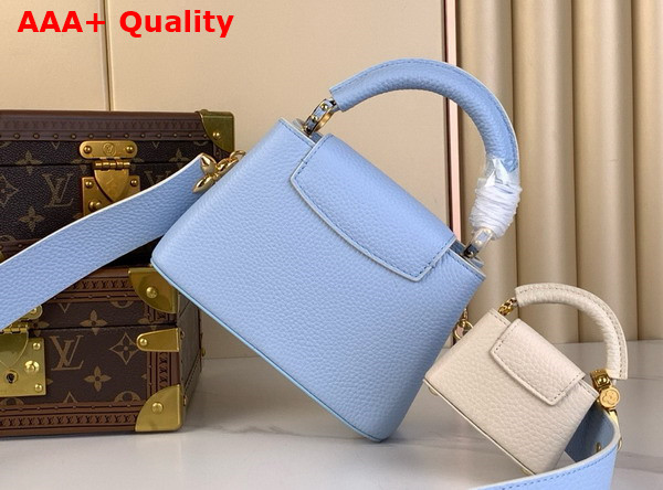 Louis Vuitton Adorable Edition of the Capucines Mini Handbag in Candy Blue Taurillon Leather Replica