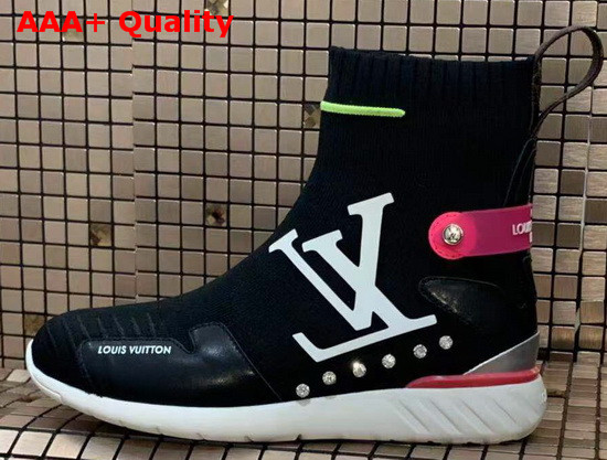 Louis Vuitton Aftergame Sneaker Boot in Black Stretch Textile 1A6679 Replica