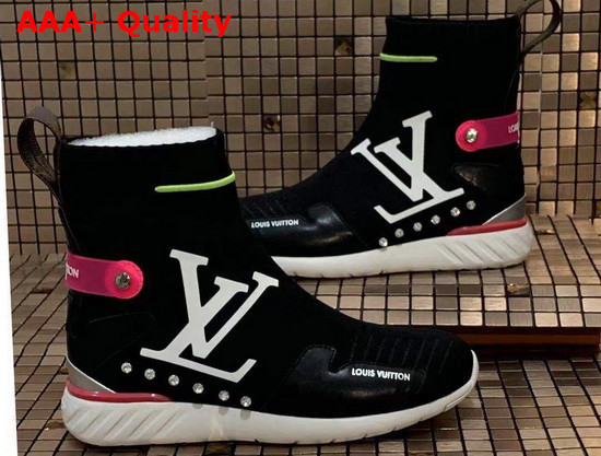 Louis Vuitton Aftergame Sneaker Boot in Black Stretch Textile 1A6679 Replica