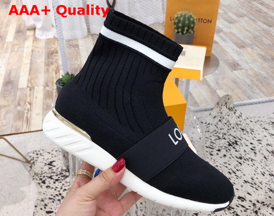 Louis Vuitton Aftergame Sneaker Boot in Black Stretch Textile Replica