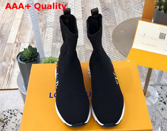 Louis Vuitton Aftergame Sneaker Boot in Black Technical Stretch Fabric 1A5C70 Replica