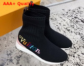 Louis Vuitton Aftergame Sneaker Boot in Black Technical Stretch Fabric 1A5C70 Replica