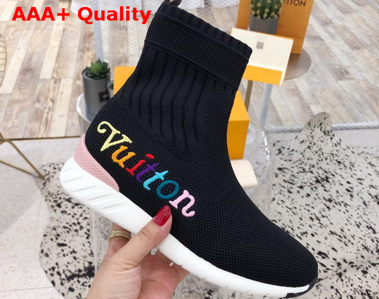 Louis Vuitton Aftergame Sneaker Boot in Black Technical Stretch Fabric 1A5C70 Replica