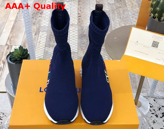 Louis Vuitton Aftergame Sneaker Boot in Blue Technical Stretch Fabric Replica