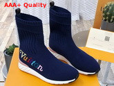 Louis Vuitton Aftergame Sneaker Boot in Blue Technical Stretch Fabric Replica