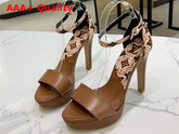 Louis Vuitton Afterglow Platform Sandal in Caramel Calf Leather and Monogram Giant Coated Canvas Replica