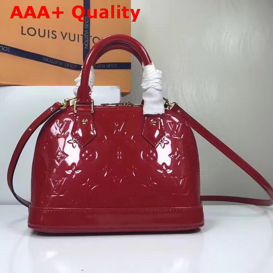 Louis Vuitton Alma BB Cherry Monogram Vernis Leather with Leather Patches and Studs Replica