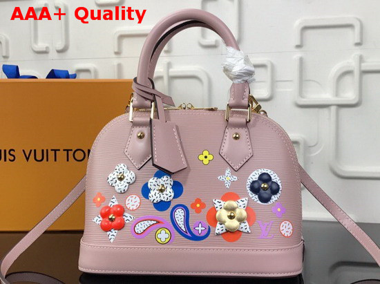 Louis Vuitton Alma BB Epi Pink Printed and Embossed Epi Leather with Leather Patches and Studs M54986 Replica