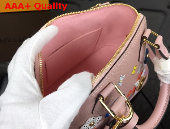 Louis Vuitton Alma BB Epi Pink Printed and Embossed Epi Leather with Leather Patches and Studs M54986 Replica