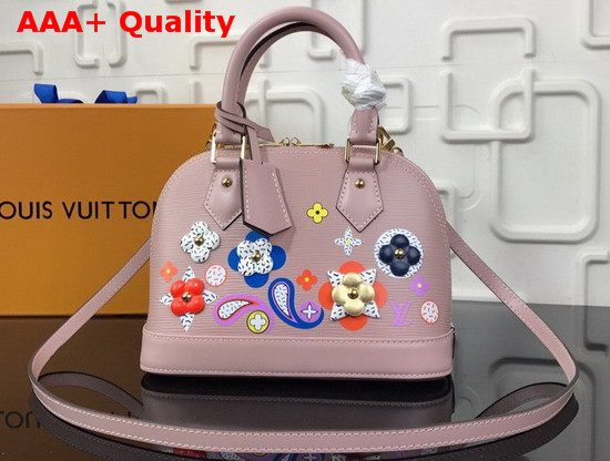 Louis Vuitton Alma BB Epi Pink Printed and Embossed Epi Leather with Leather Patches and Studs M54986 Replica