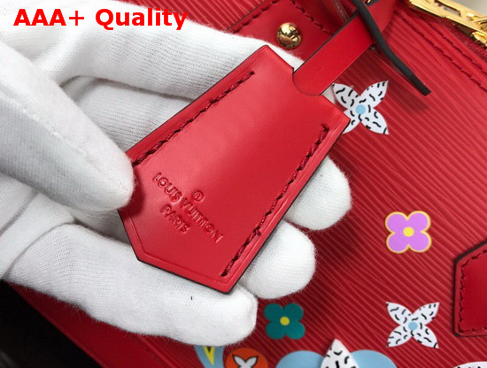 Louis Vuitton Alma BB Epi Red Printed and Embossed Epi Leather with Leather Patches and Studs Replica