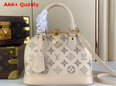 Louis Vuitton Alma BB Handbag in Beige Calfskin Perforated with Iconic Monogram Motifs Replica