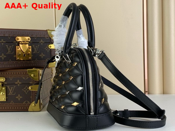 Louis Vuitton Alma BB Handbag in Black Lambskin Quilted with a Crisscross Pattern M83019 Replica