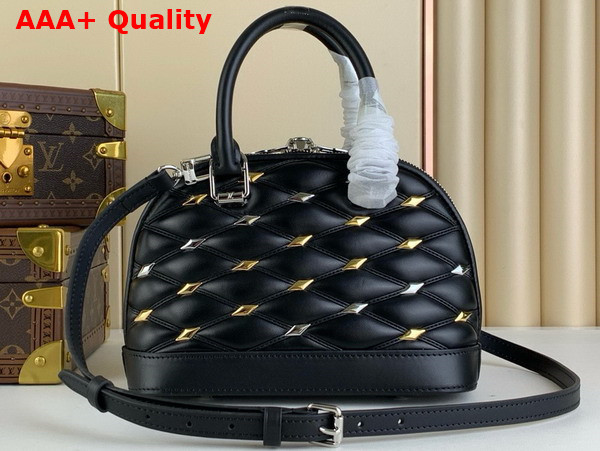 Louis Vuitton Alma BB Handbag in Black Lambskin Quilted with a Crisscross Pattern M83019 Replica