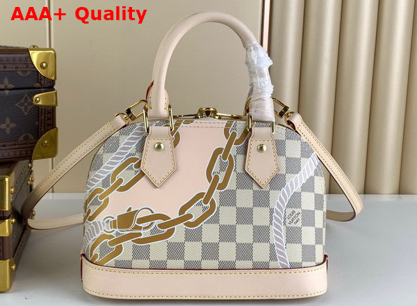 Louis Vuitton Alma BB Handbag in Damier Azur Canvas Featuring a Nautical Print of Ropes and Chains N40472 Replica