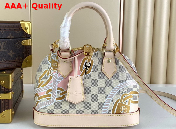 Louis Vuitton Alma BB Handbag in Damier Azur Canvas Featuring a Nautical Print of Ropes and Chains N40472 Replica