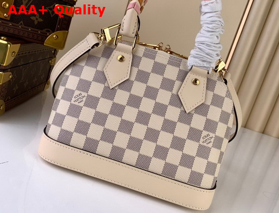 Louis Vuitton Alma BB Handbag in Damier Azur Coated with Leather Trim in Delicate Shades of Pink and Cream M45294 Replica