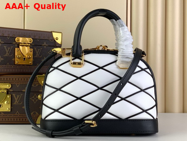 Louis Vuitton Alma BB Malletage Black and White Lamb Leather M23761 Replica