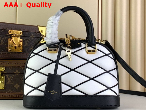 Louis Vuitton Alma BB Malletage Black and White Lamb Leather M23761 Replica