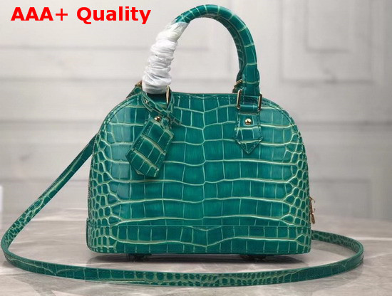 Louis Vuitton Alma BB in Green Alligator Leather Replica