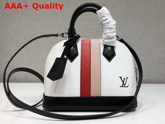 Louis Vuitton Alma BB in White Epi Leather with Two Tone Stripe Replica