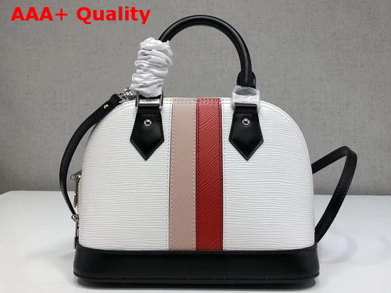 Louis Vuitton Alma BB in White Epi Leather with Two Tone Stripe Replica