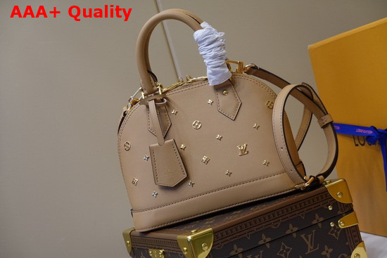 Louis Vuitton Alma BB with Metallic Monogram Pattern Camel Brown Calfskin Leather M58638 Replica