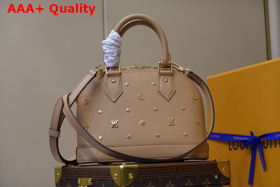 Louis Vuitton Alma BB with Metallic Monogram Pattern Camel Brown Calfskin Leather M58638 Replica