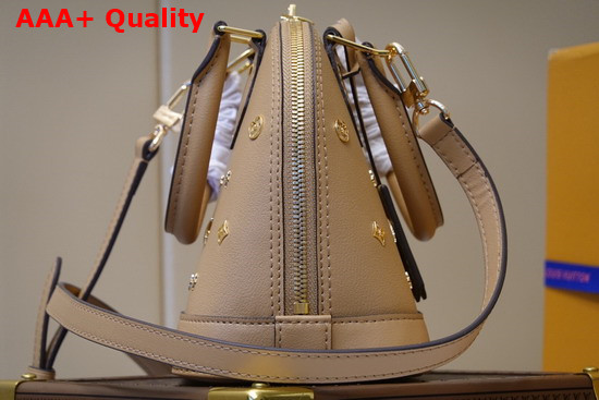 Louis Vuitton Alma BB with Metallic Monogram Pattern Camel Brown Calfskin Leather M58638 Replica