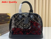 Louis Vuitton Alma PM Handbag Black Patent Calfskin Perforated Monogram Pattern M20355 Replica