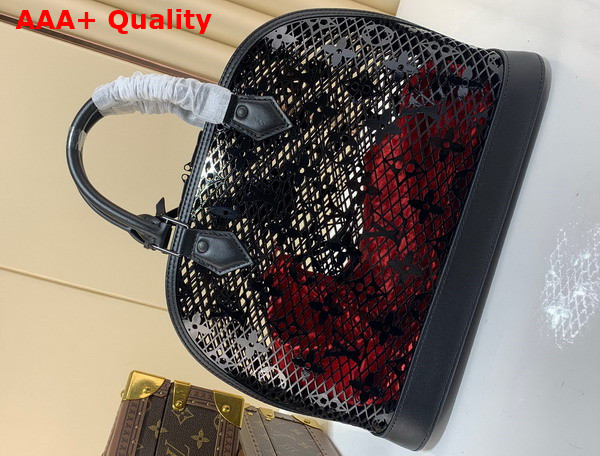 Louis Vuitton Alma PM Handbag Black Patent Calfskin Perforated Monogram Pattern M20355 Replica