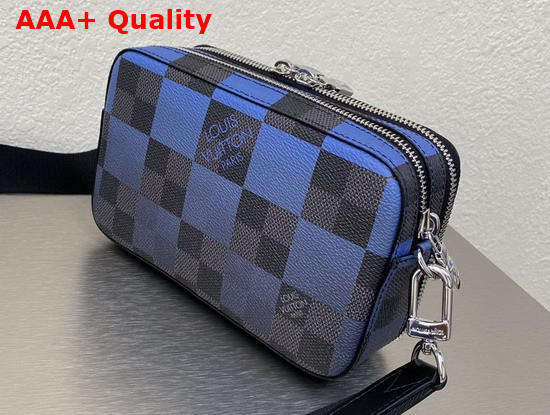 Louis Vuitton Alpha Wearable Wallet Blue Damier Graphite Giant Coated Canvas N60414 Replica