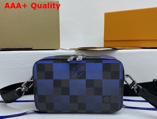 Louis Vuitton Alpha Wearable Wallet Blue Damier Graphite Giant Coated Canvas N60414 Replica