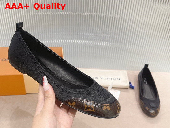 Louis Vuitton Archlight Flat Ballerina Black Technical Satin and Monogram Canvas Replica