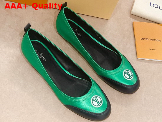 Louis Vuitton Archlight Flat Ballerina Green Technical Satin and Calf Leather Replica