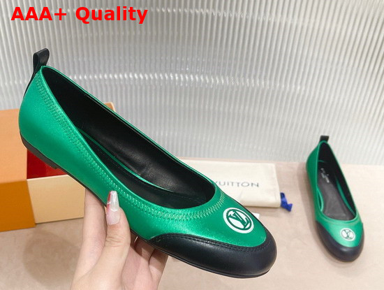 Louis Vuitton Archlight Flat Ballerina Green Technical Satin and Calf Leather Replica