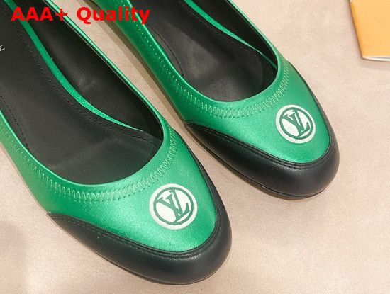 Louis Vuitton Archlight Flat Ballerina Green Technical Satin and Calf Leather Replica