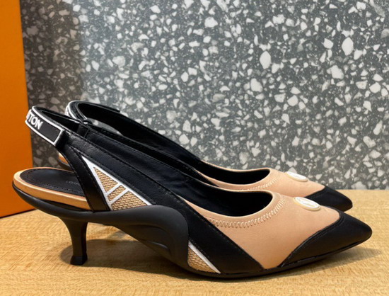 Louis Vuitton Archlight Slingback Pump Beige Technical Satin and Calf Leather 1A9QU6 Replica