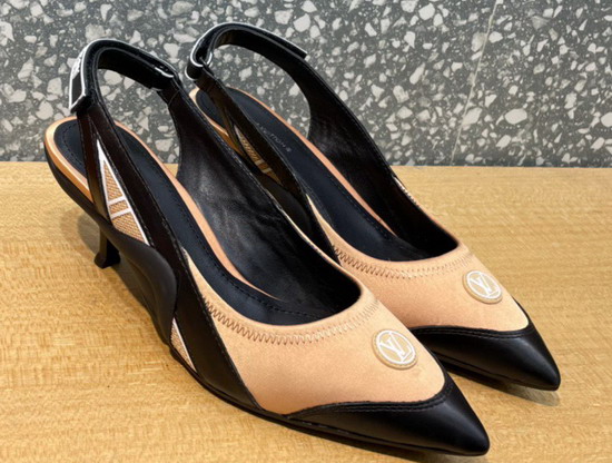 Louis Vuitton Archlight Slingback Pump Beige Technical Satin and Calf Leather 1A9QU6 Replica